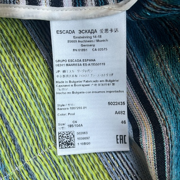 Escada Banora Metallic Stripe Jacket In Blue N170-14 - Picture 7 of 9